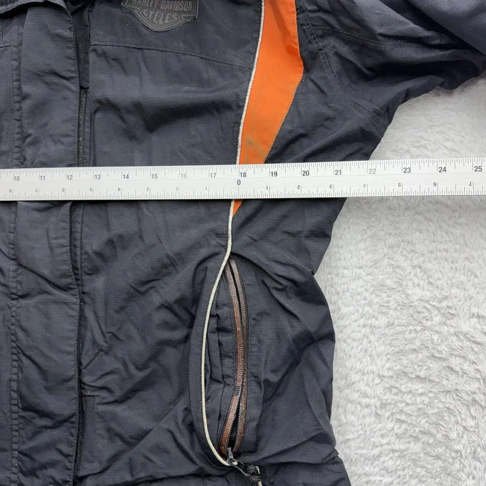 Harley-Davidson Mens Black Orange Ripstop Nylon Moto Jacket An American Legend M